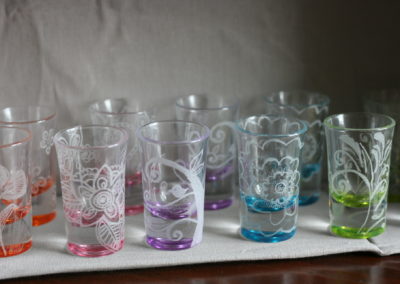 Bicchieri in vetro incisi